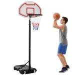 HOMCOM Canasta de Baloncesto con Altura Ajustable de 155-210 cm Base Rellenable y Ruedas para Exterior e Interior Multicolor