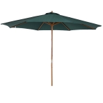 Outsunny Ombrellone da Giardino 3x2.5 m con Apertura a Corda, 8 Stecche, in Legno e Poliestere Verde Scuro