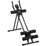 SPORTNOW Aparat pentru Abdomen Pliabil cu Ecran LCD, Șină Dublă, Spumă PVC, Cadru din Oțel, 92x41x83cm, Negru
