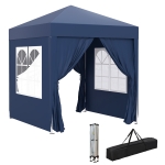 Outsunny Gazebo Pieghevole Pop Up 2x2 m con 4 Pareti Rimovibili in Poliestere e Acciaio, Blu