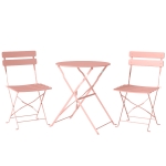 Outsunny Ensemble Bistrot de Jardin 3 Pièces Table et 2 Chaises Pliantes à Lattes Double Protection Antirouille Rose