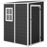 Outsunny 4 x 5FT Garden Storage Shed, Lean to Shed, Lockable Garden Shed with Window, Vent and Plastic Roof, Black