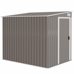 Outsunny Capanno Attrezzi in Metallo 1.5x2m con Base, Porta Scorrevole e Tetto Inclinato, Grigio Chiaro