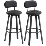 HOMCOM Set van 2 barkrukken, kunstlederen bekleding, gewatteerde zitting, voetensteun, rugleuning, metalen frame, zwart