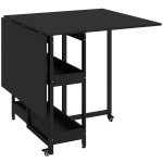 HOMCOM Mesa de Jantar Dobrável em Estilo Industrial, para até 4 Pessoas, Prateleiras Abertas, Versátil, Metal, Aglomerado, Preto