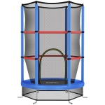 HOMCOM Tappeto Elastico per Bambini 3-6 Anni con Rete di Protezione, 6 Colonne e 3 Ingressi, Ø140x190 cm, Blu e Nero