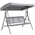 Outsunny 3 Seater Swing Chair, Garden Swing Bench with Adjustable Tilting Canopy, Breathable Mesh Seat and Heavy Duty Steel Frame for Patio, Garden, Grey