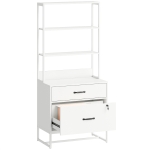 HOMCOM Mueble Archivador con Estantería 2 Cajones Encimera para Impresora Cerradura para A4 Letter Legal Blanco