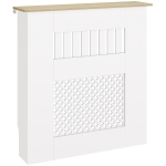 HOMCOM Couvercle de Radiateur en Bois à Lattes avec Détails Croisés et Étagère Supérieure, 78 x 19 x 81 cm, Blanc