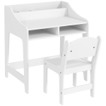 AIYAPLAY Ensemble bureau et chaise pour enfant 3 à 8 ans avec compartiments et étagères ouverts, blanc