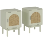 HOMCOM 2-Piece Rattan Bedside Table for Bedroom - Light Green