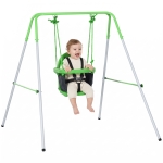 Outsunny Columpio Infantil para 6-36 Meses con Respaldo y Cinturón de Seguridad para Interior Exterior 122x146x122 cm Verde