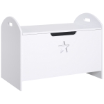 HOMCOM Baúl Infantil de Almacenaje Organizador de Juguetes con Tapa de Seguridad y Amplio Espacio 62x40x46,5 cm Blanco