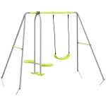 Outsunny Columpio para Niños Columpio Jardín Exterior con 1 Columpio Simple 1 Planeador y Anti-UV 255x160x180 cm Gris y Verde