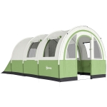 Outsunny Three Man Duo Room Tunnel Tent, with Accessories - Cream/Green