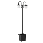 Outsunny Solar lantaarn op paal 182 cm, verstelbare tuinlamp voor buiten met 2 koppen, plantenbak, lichtsensor en schakelaar, IP44