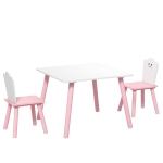 AIYAPLAY Kindertisch und Stuhl Set 3-teilig, 1 Tisch 2 Stühle, Rosa und Weiß