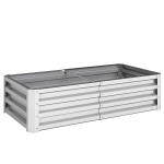 Outsunny Carré potager de jardin rectangulaire tôle d'acier ondulée 120 x 60 x 30,5 cm argent