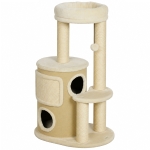 PawHut Krabpaal met 2-laags kattenhol, sisal krabpalen, platform, sisalbord en speelbal, voor katten tot 5 kg