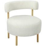 HOMCOM Fauteuil Loungestoel Relaxfauteuil met Sherpa-fleece, metalen poten in houtlook gestoffeerde stoel 67 x 67 x 71 cm Crèmewit