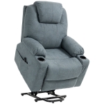 HOMCOM Massagestoel met opsta-hulp seniorenstoel, 8 massagepunten, zijvakken, afstandsbediening, 90L x 101B x 107 cm, grijs