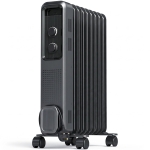HOMCOM 2000W Oil Filled Radiator, 9 Fin, Portable Electric Heater with 3 Heat Settings, Safety Cut-Off and Wheels, Grey