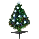 HOMCOM Albero di Natale a Fibre Ottiche 90cm Albero di Natale Artificiale con 12 Luci LED di 3 Colori e Rami in Plastica