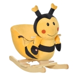 HOMCOM Animale a Dondolo per Bambini a forma di Ape in Legno di Pioppo con Musica, 60x33x45 cm, Giallo e Nero