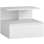 HOMCOM Zwevend nachtkastje met lade en open vak, wit, 39,8 x 35 x 31,6 cm