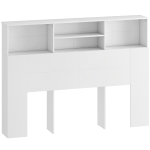 HOMCOM Tête de lit sur pied avec rangements, accessoire de lit 4 compartiments ouverts, 140 x 19 x 103,5 cm, blanc