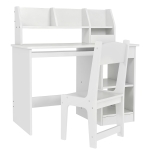 ZONEKIZ Bureau enfant avec chaise ergonomique avec clavier coulissant tiroir niches et étagères ouvertes 90 x 45 x 90 cm blanc