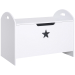 HOMCOM Spielzeugkiste aus Holz Sitzbank für Kinder Sitztruhe Aufbewahrungsbox für Kinderzimmer Bücher Spielzeug Spieltruhe für Kinder Sicherheitsscharnier Weiß 62 x 40 x 46,5 cm