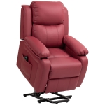 HOMCOM Poltrona Alzapersona Reclinabile con Poggiapiedi e Telecomando, in Pelle PU, 76x90x105 cm, Rosso