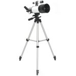 Outsunny telescoop, 70 mm objectief, 5 x 24 zoeker, verstelbaar statief, zilverkleurig