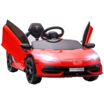 HOMCOM Elektro-Kinderauto, lizenzierter Lamborghini Aventador, Flügeltüren, Musik, Hupe, für 3-5 Jahre, rot