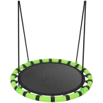 AIYAPLAY 100cm Diameter Kid Nest Swing Seat with Height Adjustable Ropes for Outdoor, Indoor, Black/Green