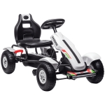 HOMCOM Kart à pédales pour enfant siège réglable 3 positions frein à main enfant de 5 à 12 ans blanc noir