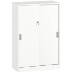 Vinsetto Armoire de Bureau 2 Portes coulissantes verrouillables dim. 80L x 40l x 120H cm 2 étagères en Bois Blanc