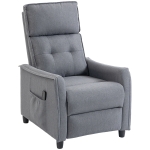 HOMCOM Poltrona Massaggiante e Reclinabile a 160° con Poggiapiedi e Telecomando, 69x93x104cm, Effetto Lino Grigio Chiaro
