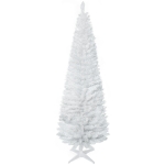 HOMCOM Albero di Natale Slim Artificiale 180 cm con Rami Realistici, Albero di Natale Alto e Stretto con Base Pieghevole, Bianco