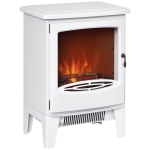 HOMCOM Electric Fireplace Stove, Free standing Fireplace Heater with Realistic LED Flame Effect and Adjustable Brightness, Overheat Safety Protection, 900W/1800W, White
