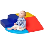 HOMCOM 4 Blocs de construction XL - modules de motricité - jouets éducatifs - parcours motricité enfant mousse EPE polyuréthane, bleu, jaune, rouge