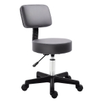 HOMCOM Beautician's Swivel Salon Chair w/ Padded Seat Back 5 Wheels Adjustable Height Salon Hairdressers Tattoo Spa Rolling Cushion Professional 35cm Grey