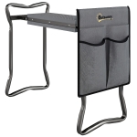 Outsunny Tabouret de Jardin Pliable 2 en 1, Coussin en Mousse EVA et 4 Poches à Outils Amovible, Charge 150kg, 58x28x49cm, Gris