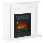 HOMCOM 40" Electric Firplace Suites & Mantelpiece w/LED Flames Remote Marble Stone Modern Curved Surround Intelligent Safe Adjustable Thermal 1000W/2000W