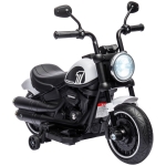 HOMCOM Motocicleta Elétrica para Crianças de 18-36 Meses com Bateria 6V Farol e Rodas Auxiliares Removíveis 76x42x57 cm Branca
