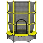HOMCOM Cama Elástica Infantil Ø140 cm para Crianças dos 3-10 Anos com Rede de Segurança, Suporta até 50 kg, para Interior e Exterior, Amarelo