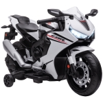 HOMCOM Mota Elétrica com Licença HONDA para Crianças de 3-5 Anos Mota a Bateria 6V com Farol Buzina Música 90x44x52cm Branco
