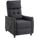 HOMCOM Poltrona Massaggiante e Reclinabile a 160° con Poggiapiedi e Telecomando, 69x93x104 cm, Effetto Lino Grigio Scuro