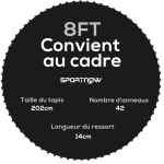 SPORTNOW Tapis de rechange pour trampoline tapis de saut de remplacement, compatible trampoline Ø 2,4 m et ressorts de 14 cm
